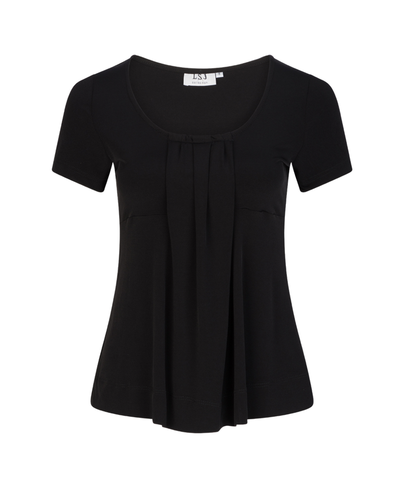 Round Neck Pleat Front Top Ladies