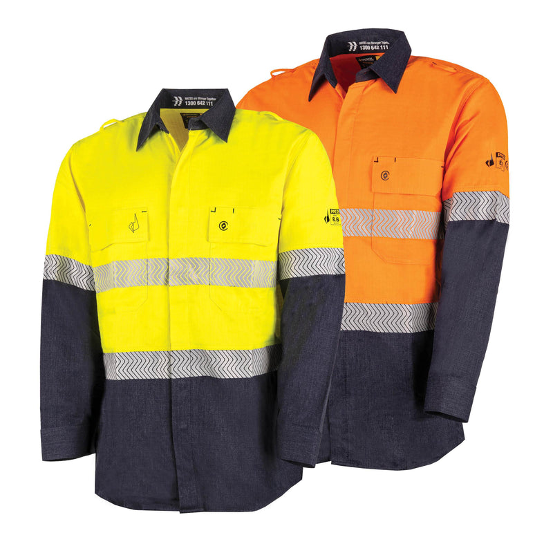 BOOL-BW2595T1 Ultra-lightweight PPE2 Two Tone FR Shirt with Segmented FR Reflective Tape