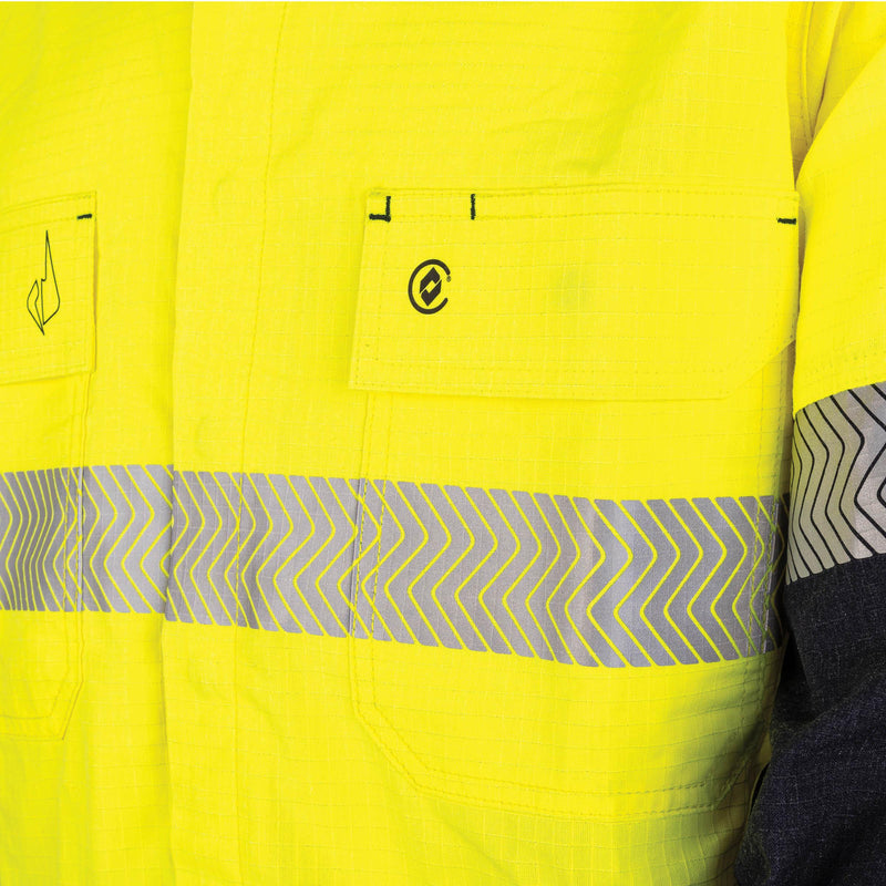 BOOL-BW2595T1 Ultra-lightweight PPE2 Two Tone FR Shirt with Segmented FR Reflective Tape pocket zoom