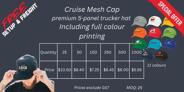 Cruise Mesh Cap - Includes Full Colour Digital Transfer