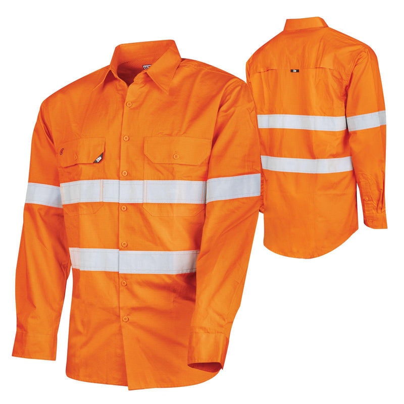 Ripstop L/S Vented Hi-Vis Cotton Shirt With Reflective Tape (Plus Series)