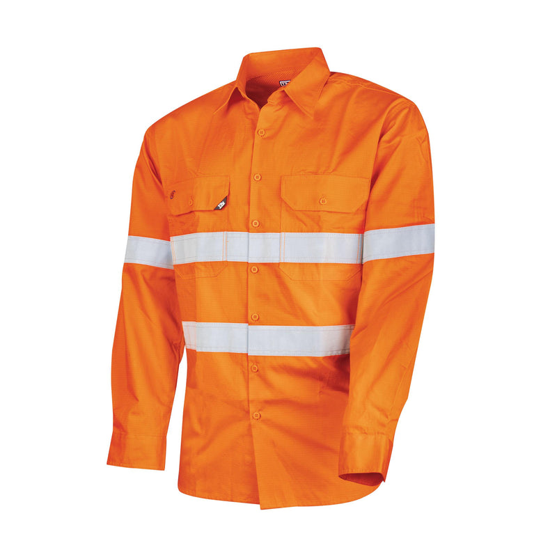 Ripstop L/S Vented Hi-Vis Cotton Shirt With Reflective Tape (Plus Series)