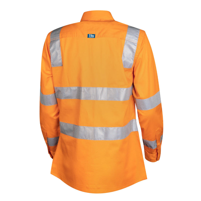 Lightweight VIC Rail Vented L/S Hi-Vis Drill Shirt With Reflective Tape Womens (Plus Series)