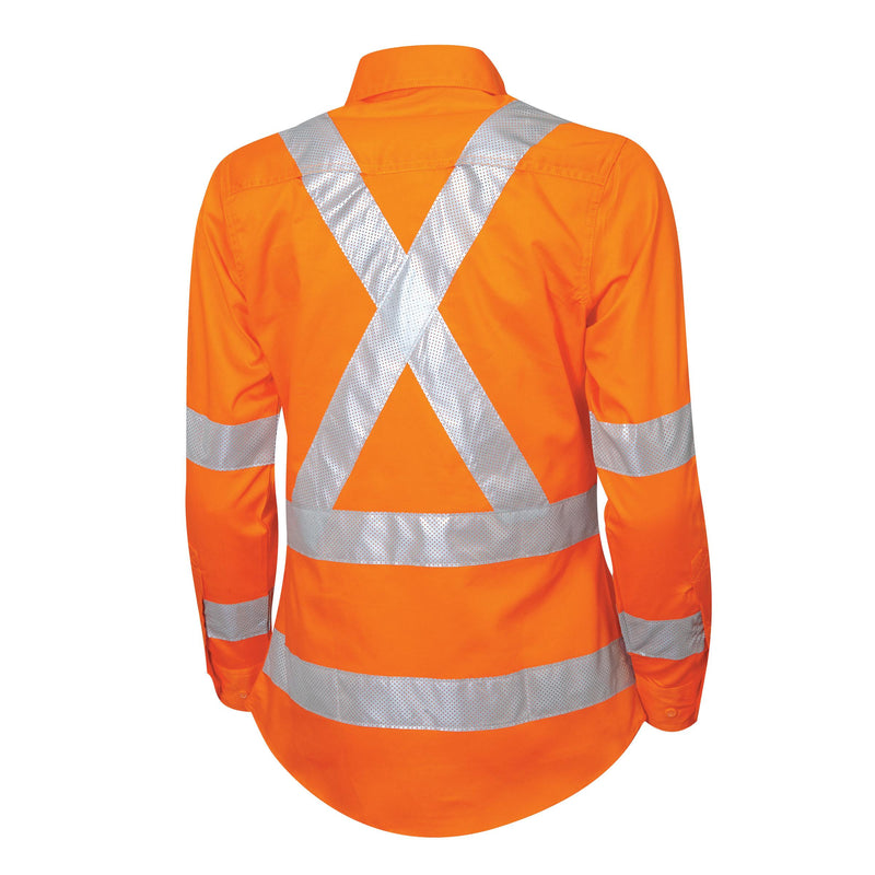 Lightweight NSW Rail Vented L/S Hi-Vis Drill Shirt With Reflective Tape Womens (Plus Series) (Copy)