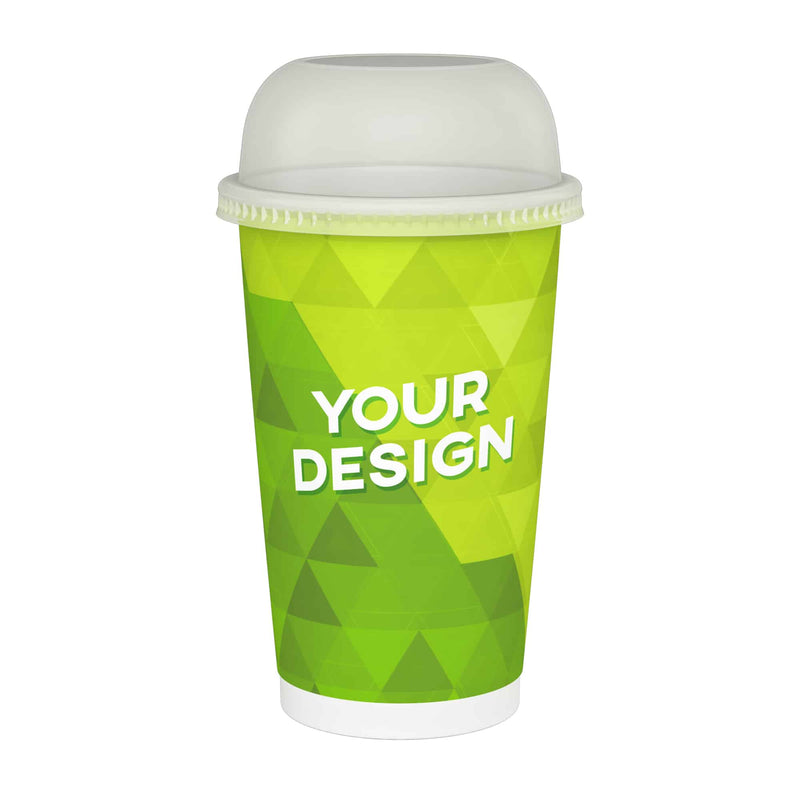 Large Compostable 480ml (16oz) Custom Cups With 90mm Lids