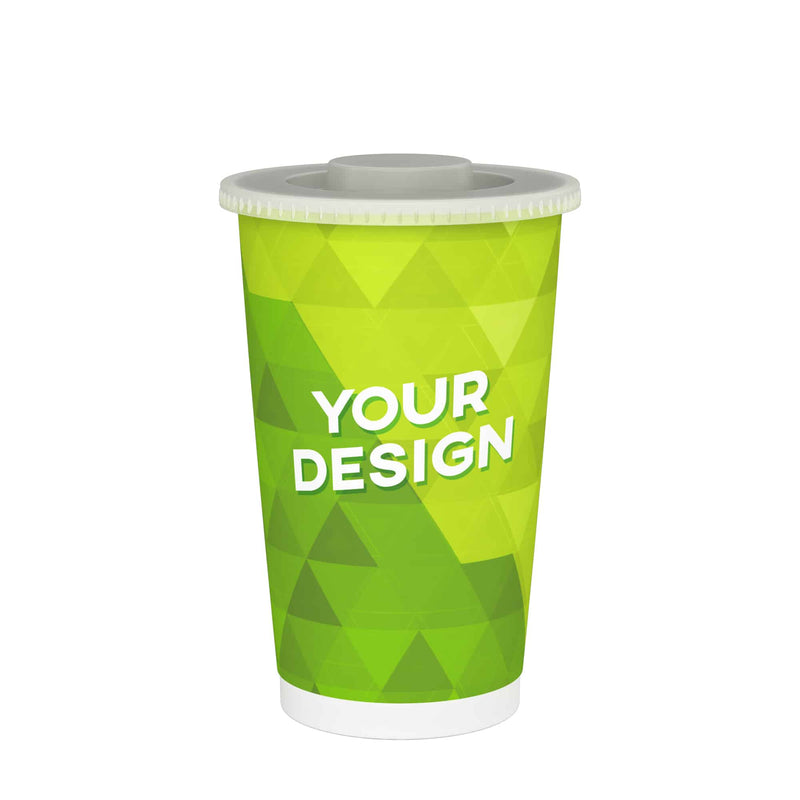 Large Compostable 480ml (16oz) Custom Cups With 90mm Lids