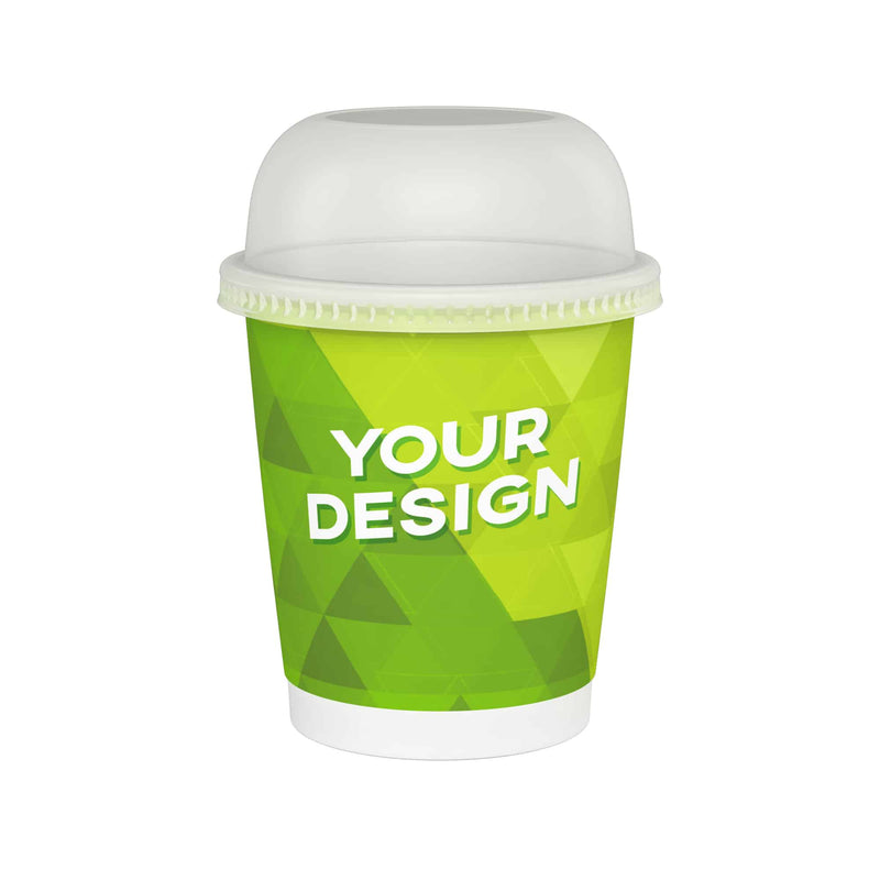 Small Compostable 240ml (8oz) Custom Cups With 80mm Lids