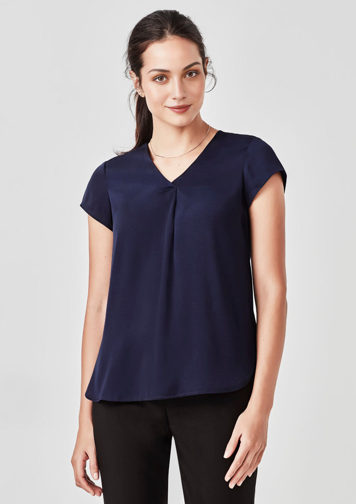 Kayla V-Neck Pleat Blouse