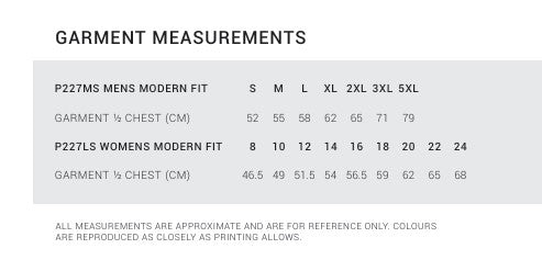 Biz Collection P227LS Cambridge Polo Ladies size guide