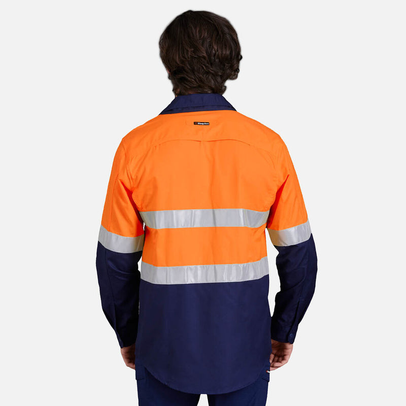 King Gee K54880 HI VIS WORK COOL 2 REFLECTIVE SHIRT MENS rear