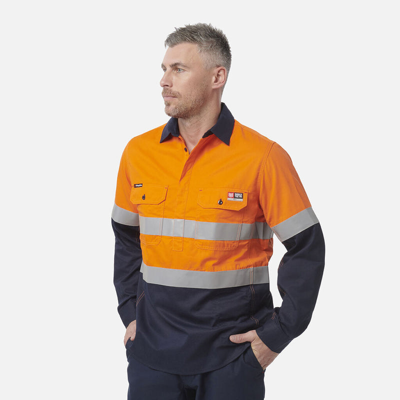 ShieldTec FR Hi Vis 2 Tone Closed Front Taped Shirt - HRC/PPE2