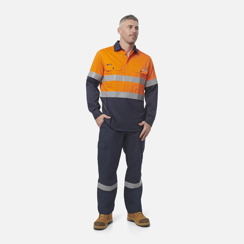 ShieldTec FR Hi Vis 2 Tone Closed Front Taped Shirt - HRC/PPE2